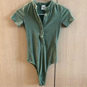 Princess Polly Olive Green Short Sleeve Henley Bodysuit